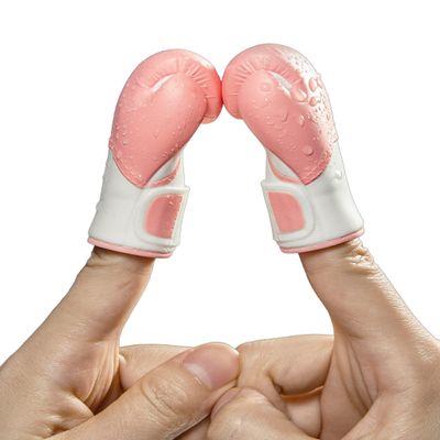 AQKILO Boxing Gloves Mini Finger Puppets, Knock Out Your Stress! Weird Stuff Random White Elephant Gifts, Pink - 4Pcs