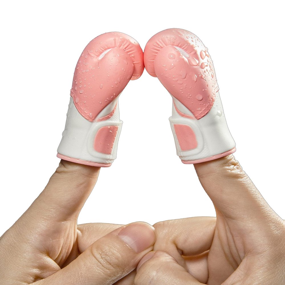 AQKILO Boxing Gloves Mini Finger Puppets, Knock Out Your Stress! Weird Stuff Random White Elephant Gifts, Pink - 4Pcs