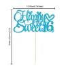 1Pc Happy Sweet 16 Cake Topper Glitter 16th Birthday Cake Pick for Cheers to 16 Years Old 16th Birthday Party Cake Decorations Supplies Light Blue view 2