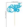 24Pcs 16th Birthday Cupcake Toppers Glitter Sixteen Happy Sweet 16 Cupcake Picks Cheers to 16 Years Old Cupcake Decorations for 16th Birthday Anniversary Party Cake Decorations Supplies Light Blue view 2