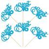 24Pcs 16th Birthday Cupcake Toppers Glitter Sixteen Happy Sweet 16 Cupcake Picks Cheers to 16 Years Old Cupcake Decorations for 16th Birthday Anniversary Party Cake Decorations Supplies Light Blue view 3
