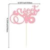 1Pc Sweet Teenager 16 Cake Topper Glitter 16th Birthday Cake Pick Decorations for Cheers to 16 Years Old 16th Birthday Party Cake Decorations Supplies Pink view 2