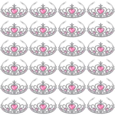 Zhanmai 24 Pcs Tiara Crown Set Princess Crown for Girls Plastic Tiaras Dress up Costume Party Favor Accessories Kid Birthday (Pink)