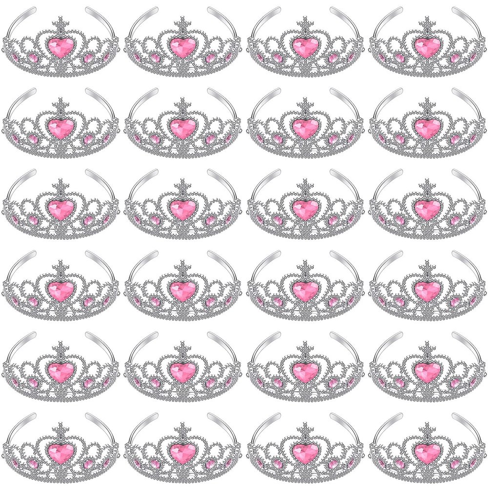 Zhanmai 24 Pcs Tiara Crown Set Princess Crown for Girls Plastic Tiaras Dress up Costume Party Favor Accessories Kid Birthday (Pink)