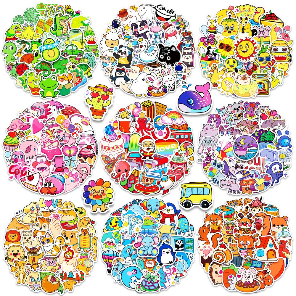 1000Pcs Cute Water Bottle Stickers for Kids, Vinyl Waterproof Cool Scrapbook Stickers Pack for Laptop Skateboard Computer Guitar, Mixed Colorful Stickers for Teens Kids Boys Girls