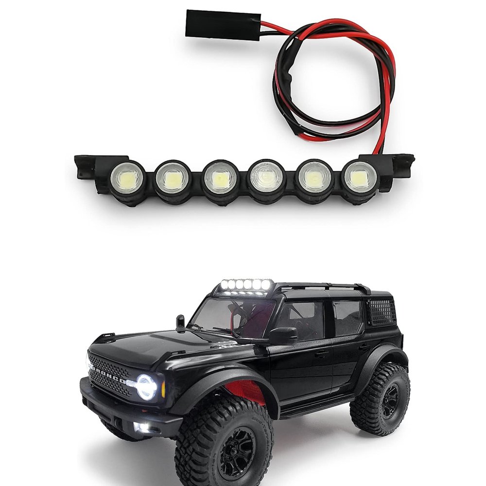 RCLIONS RC Roof Rack Light Bar 6LEDs Lamp for TRX4M Bronco 1/18th RC Crawler Car Upgrades Parts