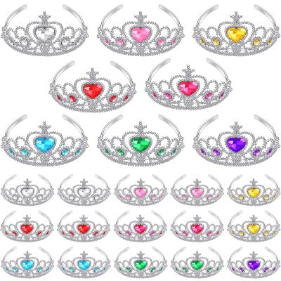 Zhanmai 24 Pcs Tiara Crown Set Princess Crown for Girls Plastic Tiaras Dress up Costume Party Favor Accessories Kid Birthday (Bright Colors)