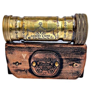 VETERIS Handmade Nautical Brass Antique Finish Kaleidoscope with Leather Box Gift for Everyone Children Toy