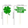 24Pcs Happy St Patrick's Day Cupcake Toppers Green Glitter Lucky Four Leaf Clover Cake Decorations for St Patrick's Day Party Babyshower Birthday Party Decorations view 2