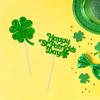 24Pcs Happy St Patrick's Day Cupcake Toppers Green Glitter Lucky Four Leaf Clover Cake Decorations for St Patrick's Day Party Babyshower Birthday Party Decorations view 4
