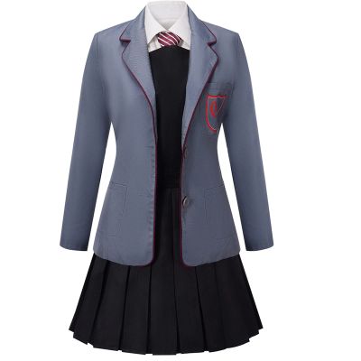 AwwwCos Cosplay Costume School Dress Uniform Suit Halloween Party Outfits Jacket Shirt Dress Tie A 140