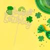 1Pc St. Patrick's Day Happy Birthday Cake Topper Gold Green Glitter Shamrock Cake Decoration for St. Patrick's Day Birthday Party Supply Decorations view 4