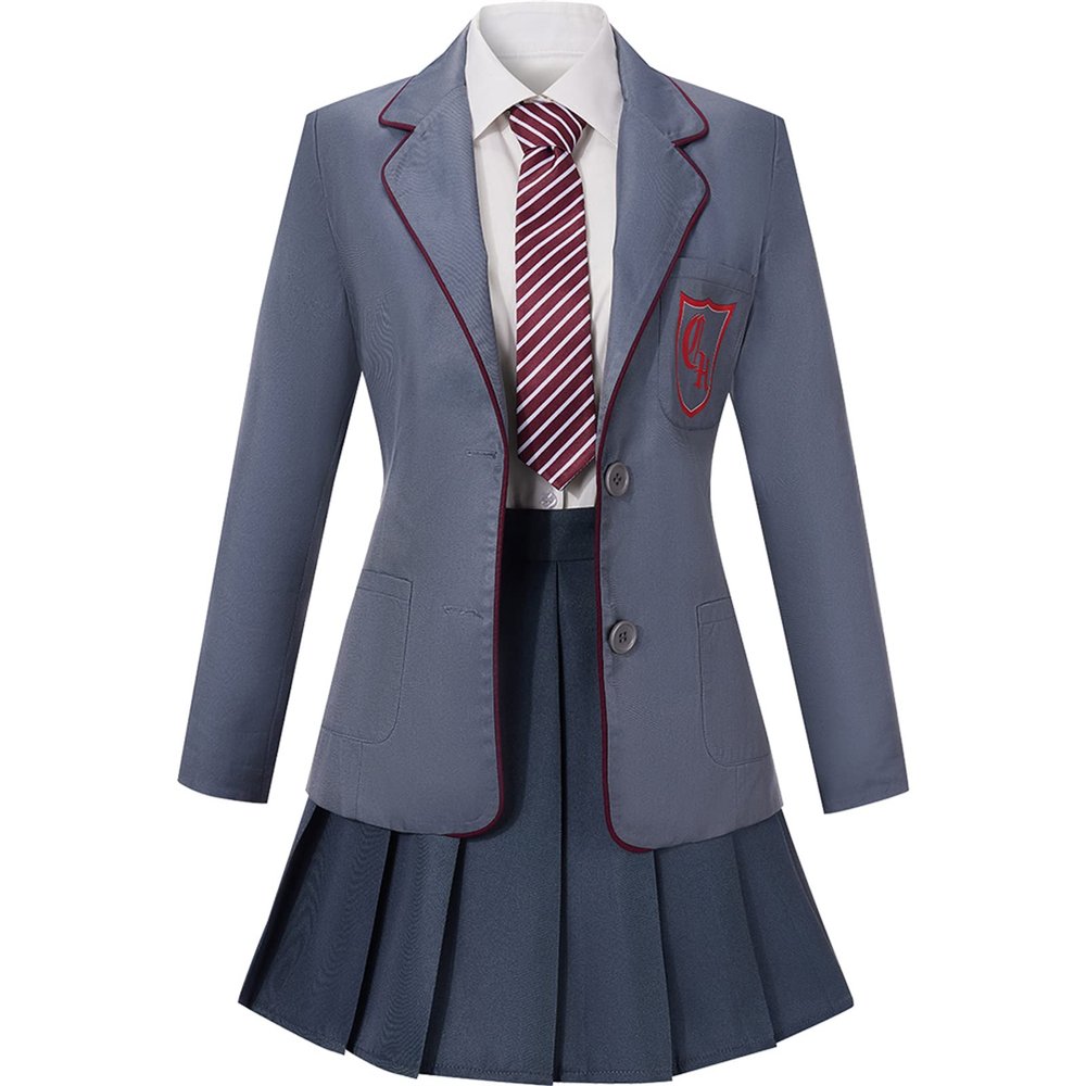 AwwwCos Cosplay Costume School Dress Uniform Suit Halloween Party Outfits Jacket Shirt Dress Tie C 110