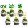24Pcs St Patricks Day Cupcake Toppers Rainbow Boy Lucky One First Birthday 4 Leaf Clover Decorations St Patricks Cupcake Toppers Shamrock Cupcake Toppers Lucky One Birthday view 1