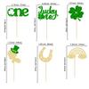 24Pcs St Patricks Day Cupcake Toppers Rainbow Boy Lucky One First Birthday 4 Leaf Clover Decorations St Patricks Cupcake Toppers Shamrock Cupcake Toppers Lucky One Birthday view 2