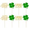 24Pcs Happy St. Patrick's Day Cupcake Toppers Four Leaf Clover Shamrock Good Luck Cupcake Picks for St.Patricks Baby Shower Party Supplies Birthday Decorations view 3