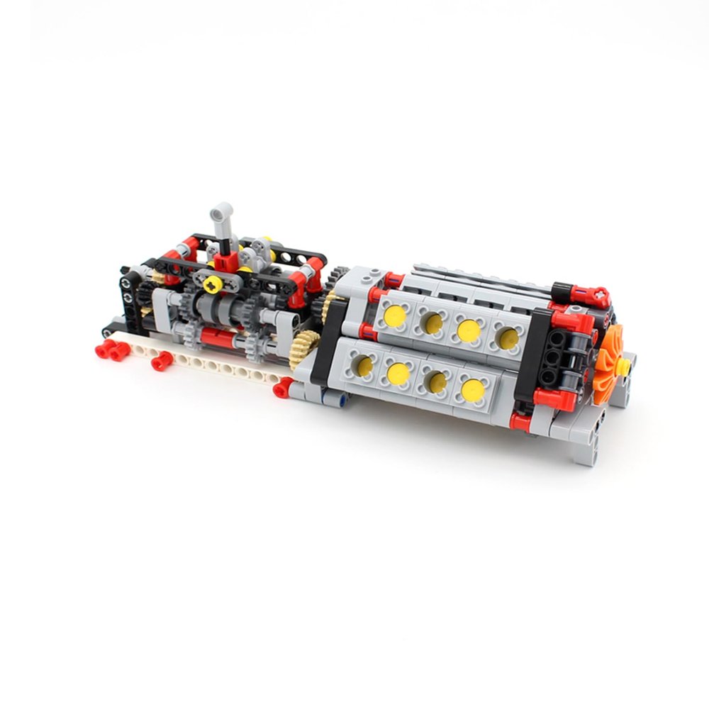 KonHaovF Technic Gearbox with V16 Engine Model Kit, Technic Gear Box Pieces Compatible with Major Brand Blocks Model, Technic Replacement Pieces