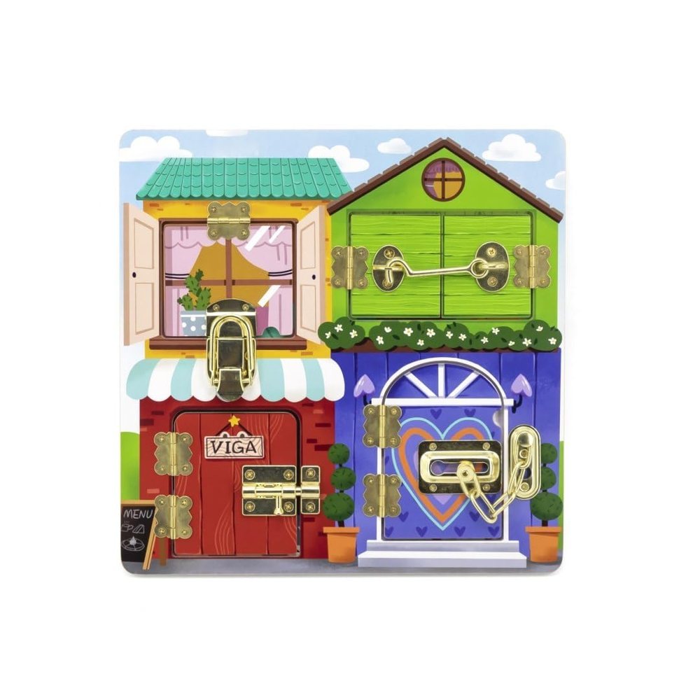 Viga Wooden Manipulation Board Lock and Latch House