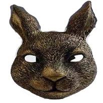 PITIKI Rabbit mask animal latex realistic mask Halloween carnival costume party fancy dress (Golden)