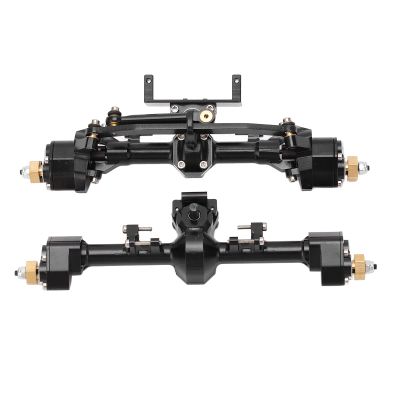 VBESTLIFE RC Front & Rear Axles, RC Car Metal Complete Front Rear Portal Axle Set Assembly Aluminum Alloy for 1/24 SCX24 (Black)
