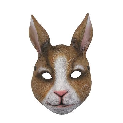 PITIKI Rabbit mask animal latex realistic mask Halloween carnival costume party fancy dress (Light brown)