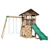 Backyard Discovery Lightning Ridge Cedar Wood Swing Set with Wave Slide, Play Deck, Rock Wall, Sandbox, Belt Swings, Toy Telescope, Steering Wheel, Step Ladder, Outdoor Playset view 1