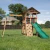 Backyard Discovery Lightning Ridge Cedar Wood Swing Set with Wave Slide, Play Deck, Rock Wall, Sandbox, Belt Swings, Toy Telescope, Steering Wheel, Step Ladder, Outdoor Playset view 2