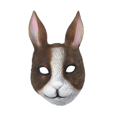 PITIKI Rabbit mask animal latex realistic mask Halloween carnival costume party fancy dress (Dark brown)