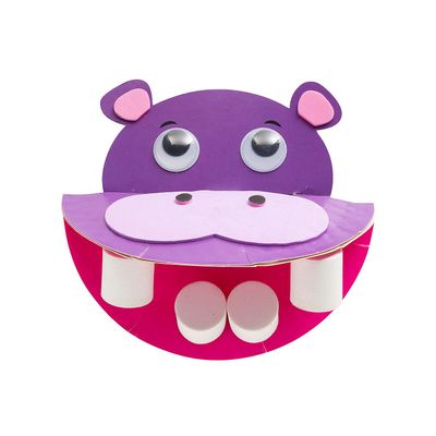 Fun Express Chomping Paper Plate Hippo Craft Kit, Makes 12 - VBS Vacation Bible School Supplies/Decor