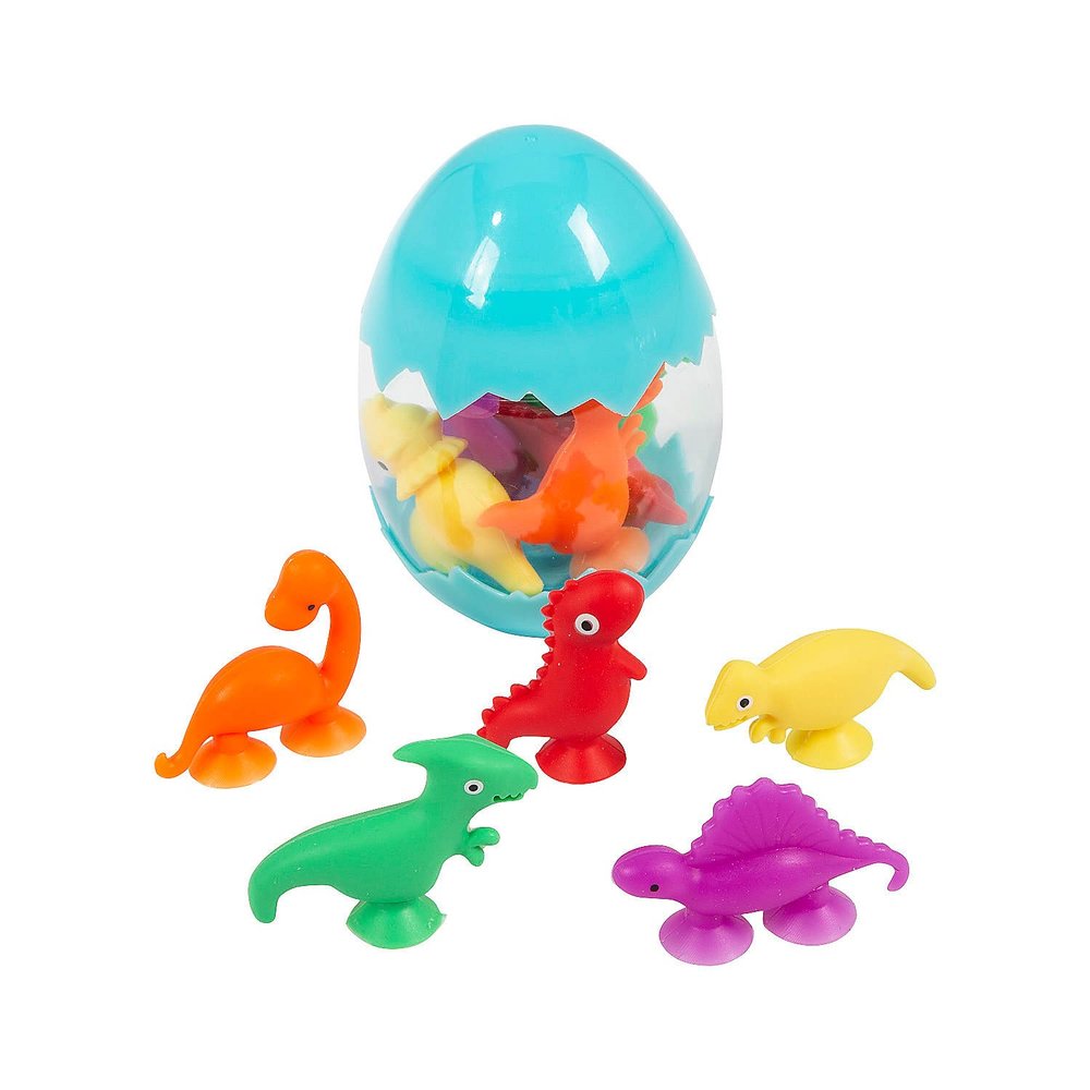 Suction Cup Dinosaurs in Egg Sets, 6 Pieces