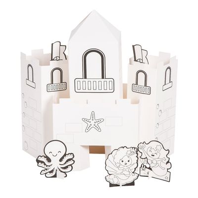 Fun Express Color Your Own 3D Mermaid Castle, Makes 6 - Black & White
