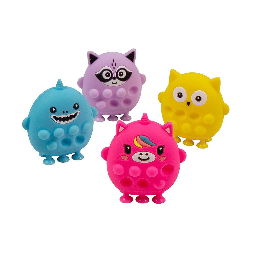 3D Lotsa Pop Suction Characters, 4 Pieces