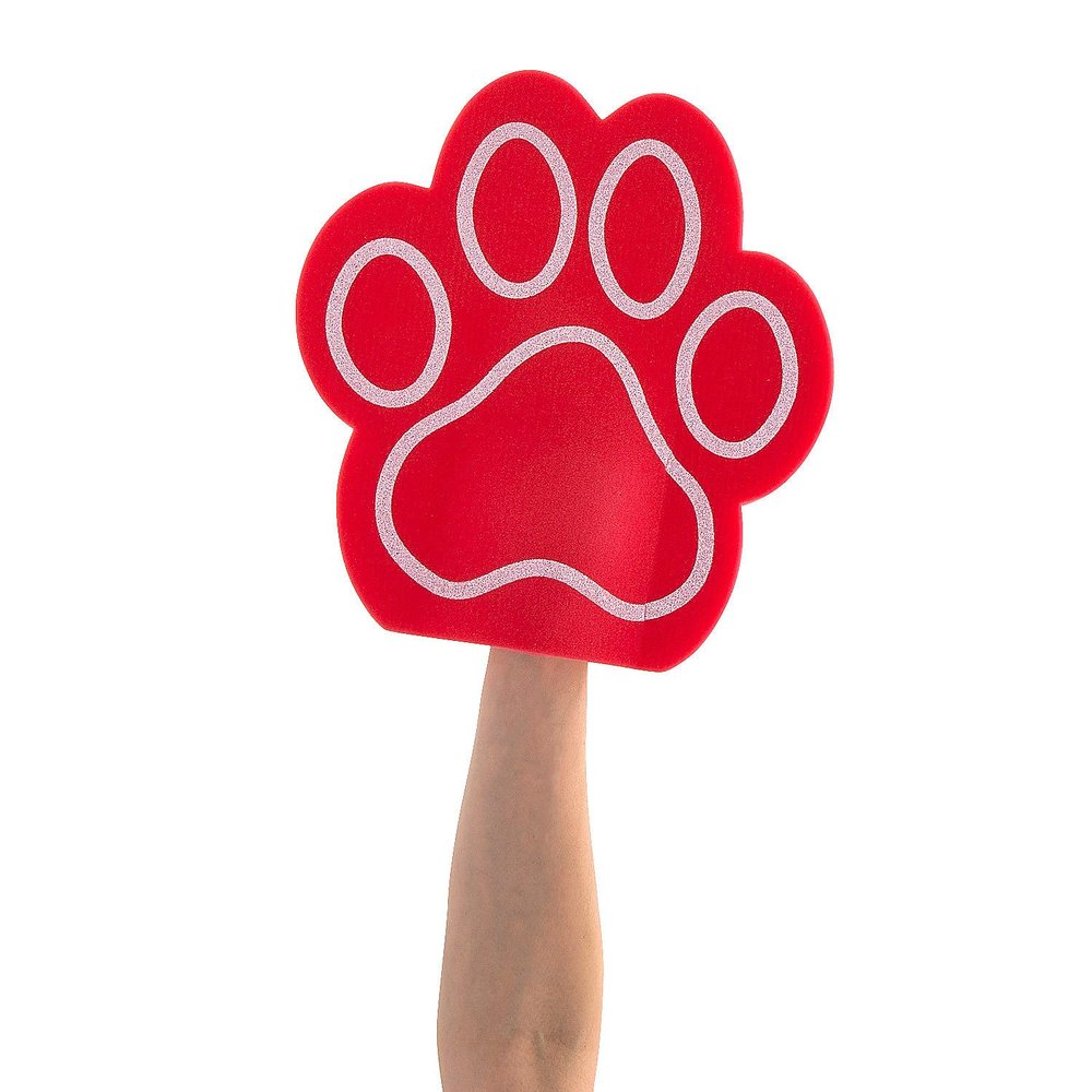 Fun Express Red Paw Print Team Spirit Foam Hands, 12 Pieces