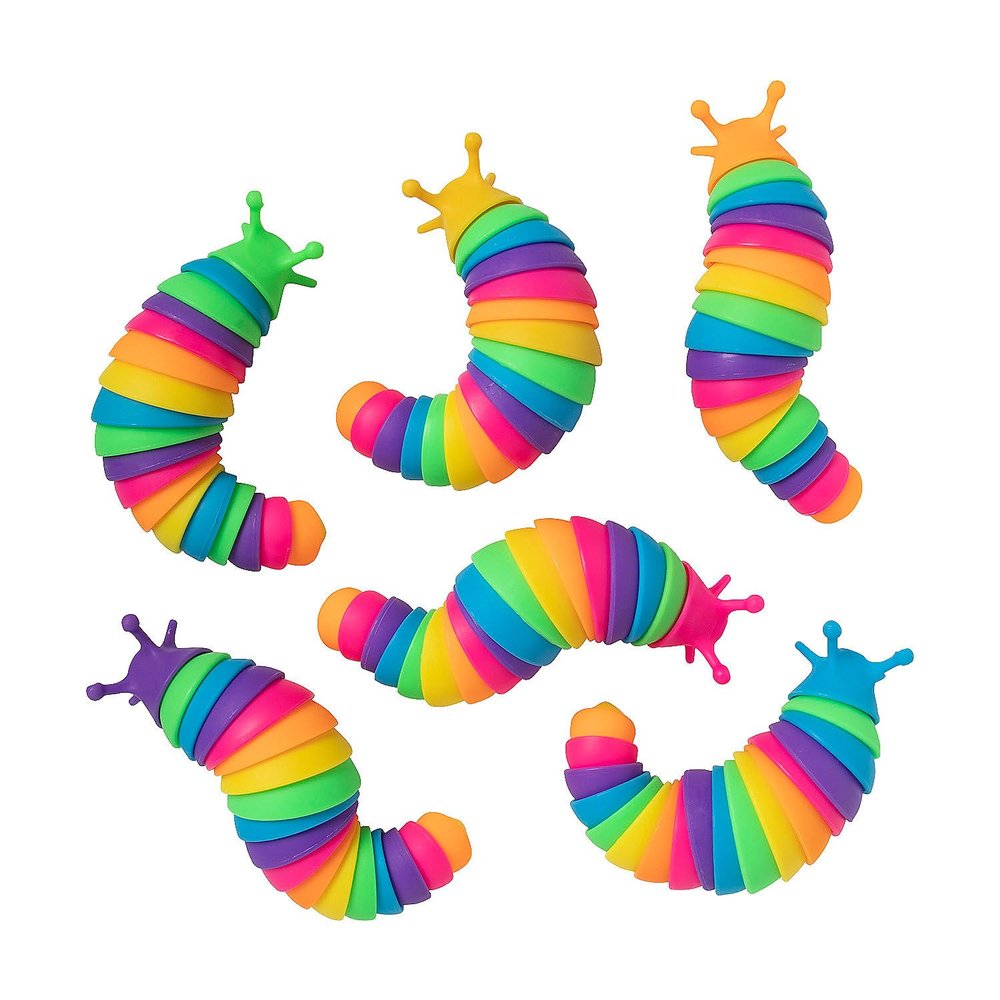 Mini Rainbow Fidget Slugs, 12 Pieces