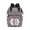 M YESCUSTOM Custom Pink Love Heart Diaper Bag Backpack with Name Letter Personalized Plaid Mommy Backpack for Women Travel Holiday Gift for Wife view 3
