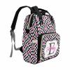 M YESCUSTOM Custom Pink Love Heart Diaper Bag Backpack with Name Letter Personalized Plaid Mommy Backpack for Women Travel Holiday Gift for Wife view 4