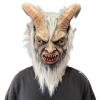Yesness Horror Krampus Mask, Bloody Tooth Demon Mask with Horn, Halloween Scary Devil Mask Costume, Latex Lucifer Mask for Halloween Party Cosplay Costume view 1