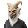 Yesness Horror Krampus Mask, Bloody Tooth Demon Mask with Horn, Halloween Scary Devil Mask Costume, Latex Lucifer Mask for Halloween Party Cosplay Costume view 2