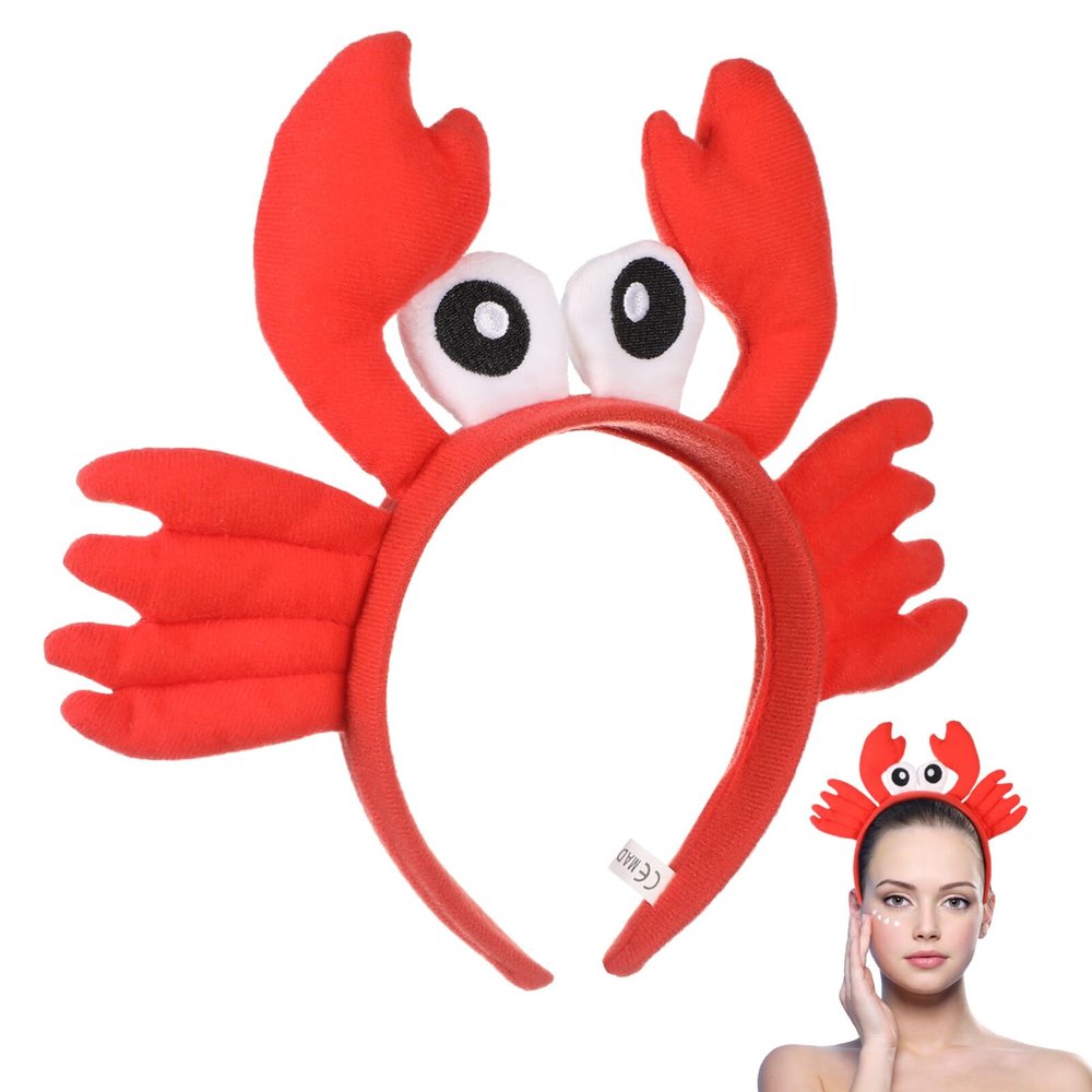Gatuida Crab Headband, Crab Hat Lobster Hat Funny Headbands Red Crab Hair Band Decorative Headdress Party Favors Fun Headbands for Women Christmas Decor Cosplay Party Photo Props