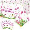 3 Pcs Happy Birthday Luau Party Tablecloth - Rectangular Tropical Plastic Pink Flamingo Table Cover for Flamingo Birthday Party Decorations Summer Picnic Beach, 54 x 108 Inch view 1