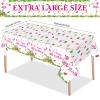 3 Pcs Happy Birthday Luau Party Tablecloth - Rectangular Tropical Plastic Pink Flamingo Table Cover for Flamingo Birthday Party Decorations Summer Picnic Beach, 54 x 108 Inch view 2