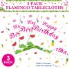 3 Pcs Happy Birthday Luau Party Tablecloth - Rectangular Tropical Plastic Pink Flamingo Table Cover for Flamingo Birthday Party Decorations Summer Picnic Beach, 54 x 108 Inch view 3