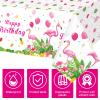 3 Pcs Happy Birthday Luau Party Tablecloth - Rectangular Tropical Plastic Pink Flamingo Table Cover for Flamingo Birthday Party Decorations Summer Picnic Beach, 54 x 108 Inch view 4