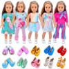 ZITA ELEMENT 11 Pcs American Doll Clothes Dress and Accessories for 18 inch Doll - 5 Sets Outfits + 2 Pairs Random Style Shoes view 1