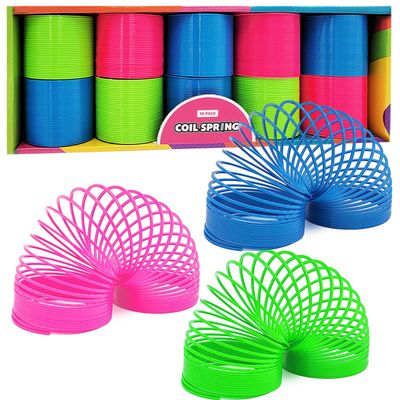 The Dreidel Company Neon Plastic Multicolor Coil Spring, Goody Bag Fillers, Party Favor for Kids, 3" Inches (80mm) (10-Pack)