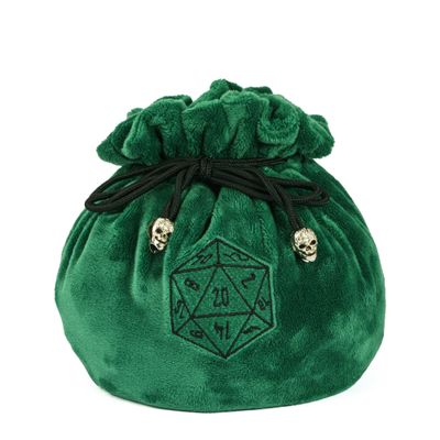 KSNDie Large Dice Bags D&D with Pockets Green Storage Bag D20 Logo for DND RPG Game Dices - Capacity 200+ Dice