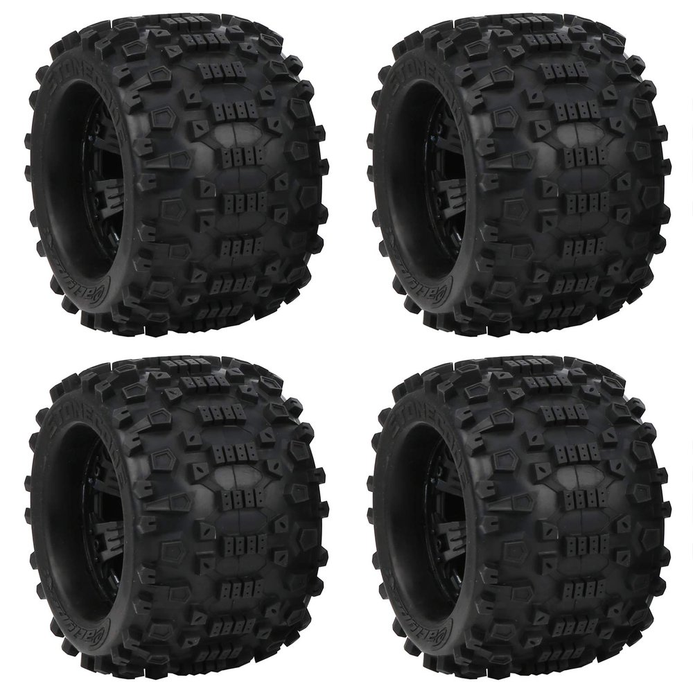 Socobeta RC Car Wheels Tires, RC Tires Excellent Grip Anti Slip Black for ZD Racing Large Foot 1/8 Car for Redcat