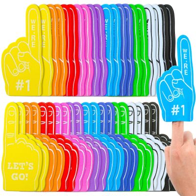 100 Pieces Mini Foam Finger Football Party Favors #1 Sports Fan Foam Finger Football Party Supply Basketball Baseball Soccer Sporting Events Supplies(Multicolor)
