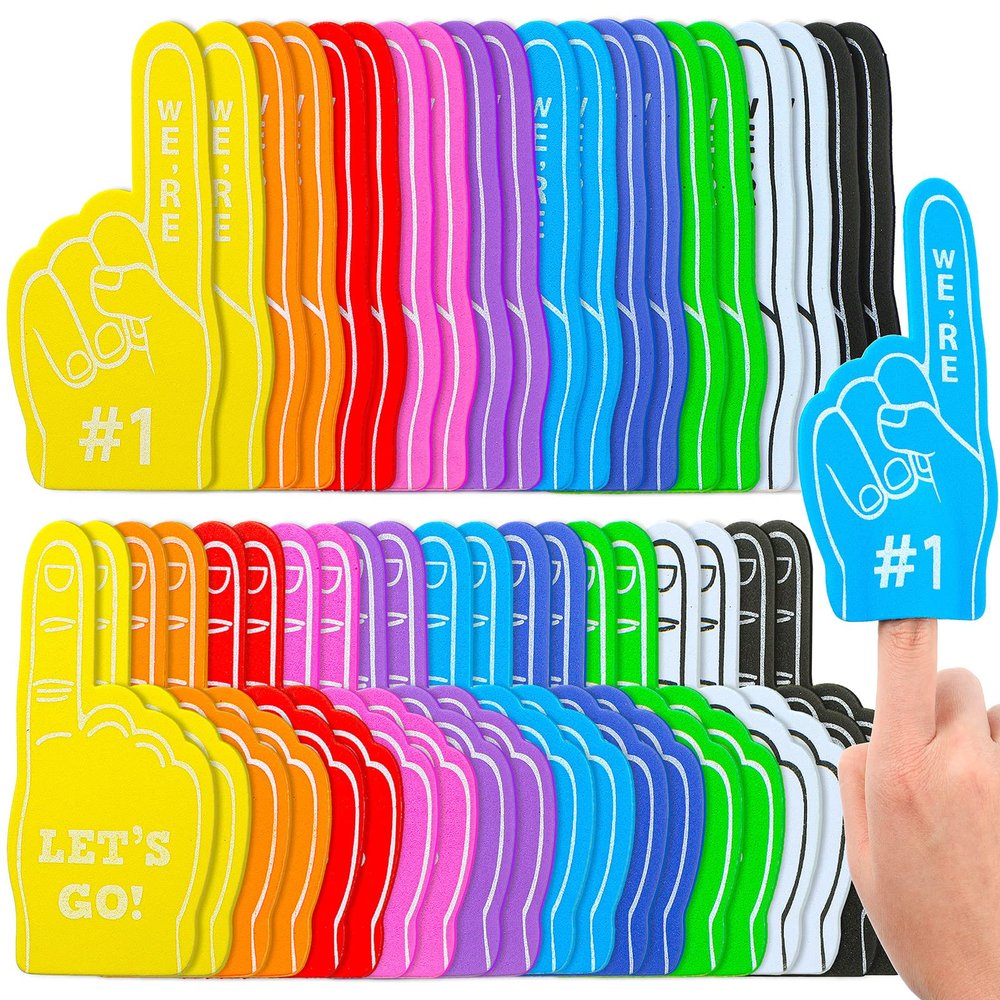 100 Pieces Mini Foam Finger Football Party Favors #1 Sports Fan Foam Finger Football Party Supply Basketball Baseball Soccer Sporting Events Supplies(Multicolor)