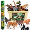 FRUSE Safari Animals Figures Toys w/ 57x38.5Jumbo Play Mat,12PCS Realistic Jungle Wild Zoo Animals Figurines Playset with Panda,Lion,Elephant,Educational Learning Toys for Toddlers Kids view 2